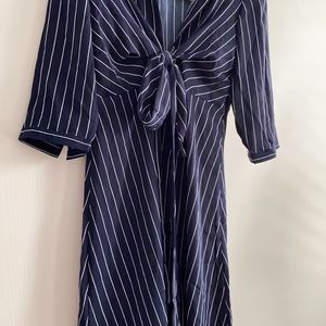 Cupshe Navy and White Pinstripe Dress